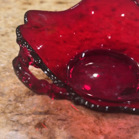 Vintage antique red depression glass candy bowl - Picture 2 of 5
